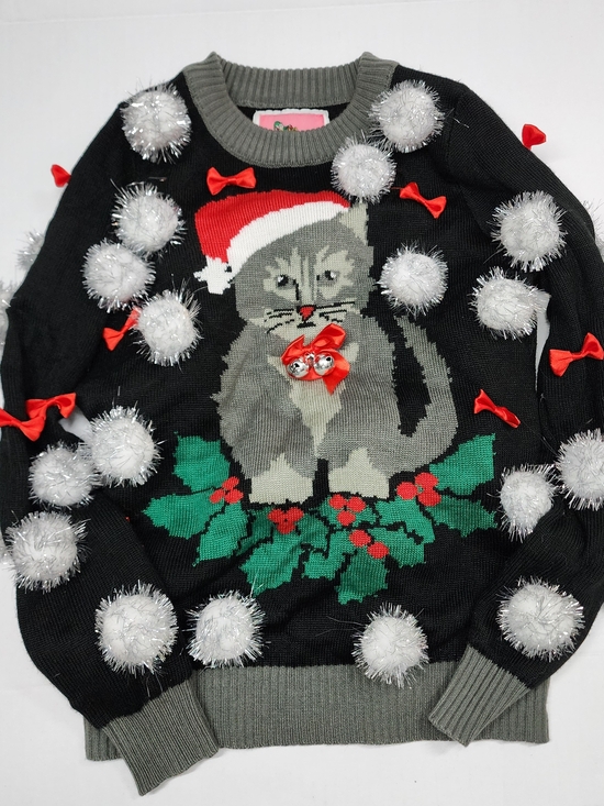 Tipsy Elves Sweaters - Tipsy Elves Ugly Christmas Sweater Unisex Size XS Cats Pompoms Bows